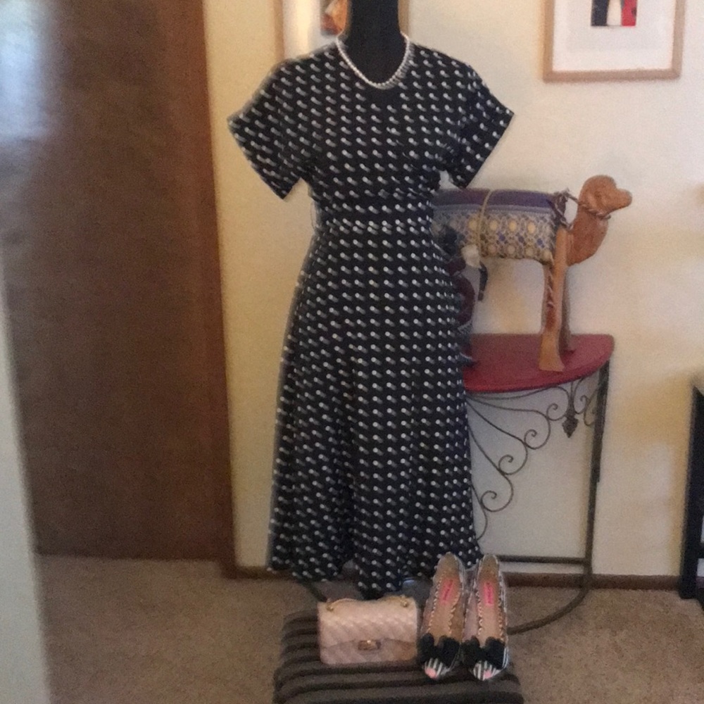 WD- NY Black & White Polka Dot Flair Dress Size XS